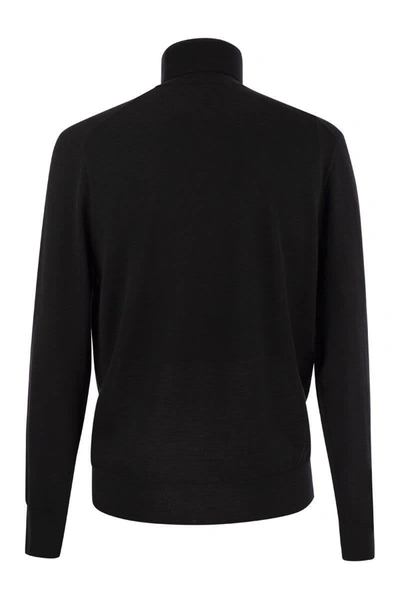 Shop Polo Ralph Lauren Wool Turtleneck Sweater In Black