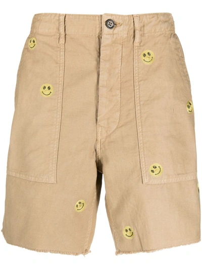 Shop President's Embroidered Shorts In Beige