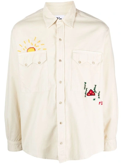 Shop President's Embroidered Overshirt In Beige