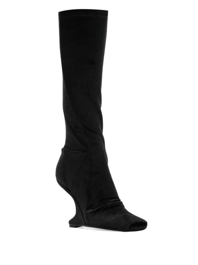Shop Rick Owens Leather Heel Boots In Black