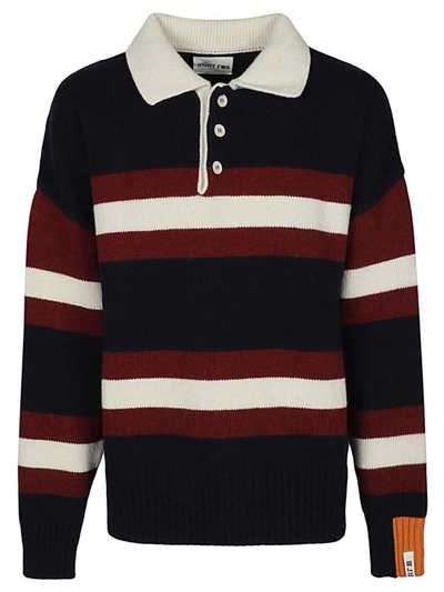 Shop Right For Wool Striped Long Sleeve Polo Shirt In Blue