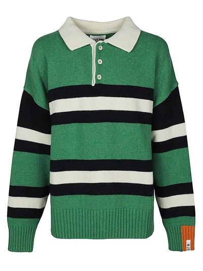 Shop Right For Wool Striped Long Sleeve Polo Shirt In Green
