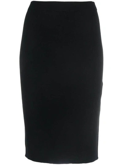 Shop Saint Laurent Wool Midi Pencil Skirt In Black