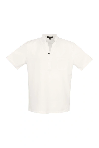 Shop Sease Fish Tail Short - Cotton Piquè Short Sleeve Polo In White