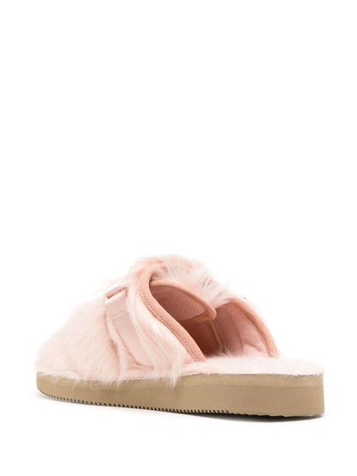 Shop Suicoke Eco Fur Slippers In Pink