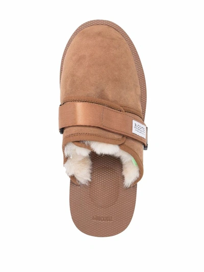 Suicoke Camel Fur Lining Slippers In Brown