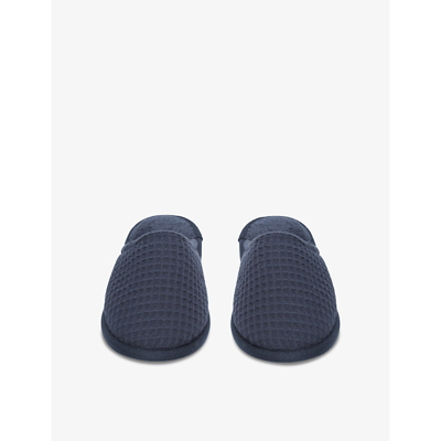 The White Company Womens Navy Waffle Towelling Cotton-blend Slippers In Navy