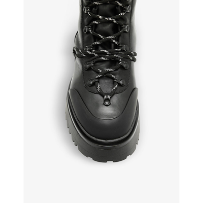 Shop Allsaints Women's Black Ker Logo-embossed Leather Ankle Boots