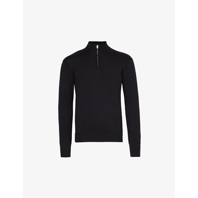 Shop Arne Funnel-neck Regular-fit Cotton-knit Jumper In Black