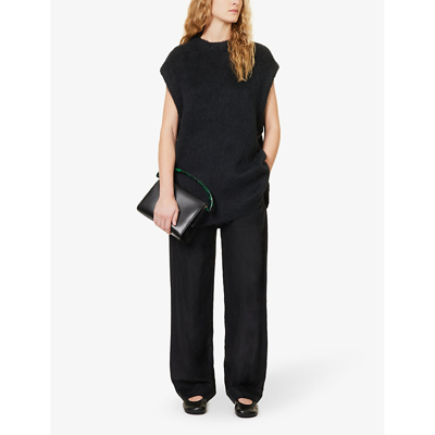Shop Uma Wang Brushed-texture Relaxed-fit Alpaca Wool-blend Knitted Top In Black