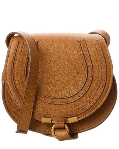Shop Chloé Marcie Small Leather Saddle Bag In Brown