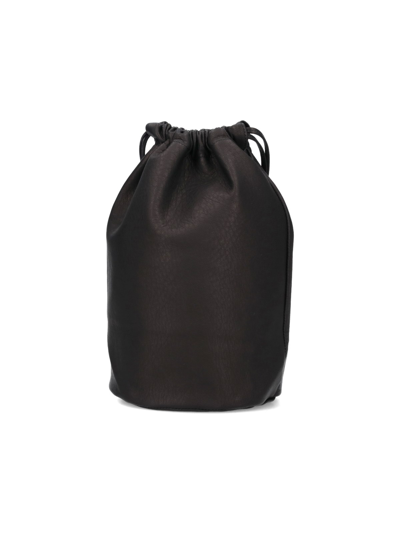 Shop Auralee Leather Bucket Bag In Black  