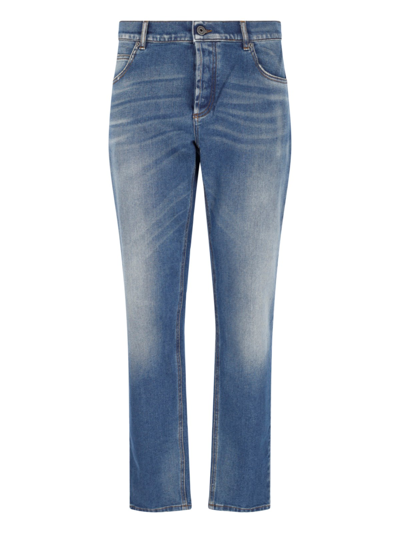 Shop Balmain Straight Jeans In Blue