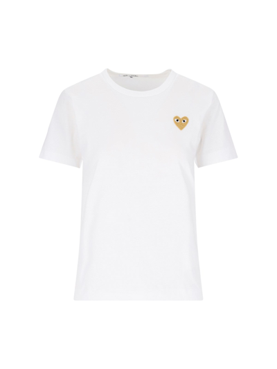Shop Comme Des Garçons Play Logo T-shirt In White