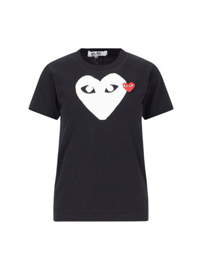 Shop Comme Des Garçons Play Logo T-shirt In Black  