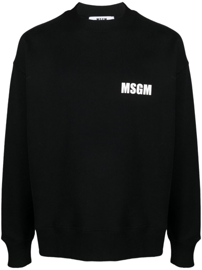 Shop Msgm Logo Sweatshirt In ブラック