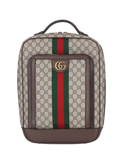 Shop Gucci 'ophidia Gg' Medium Backpack In Brown