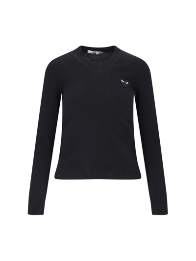Shop Comme Des Garçons Play Logo Sweater In Black  