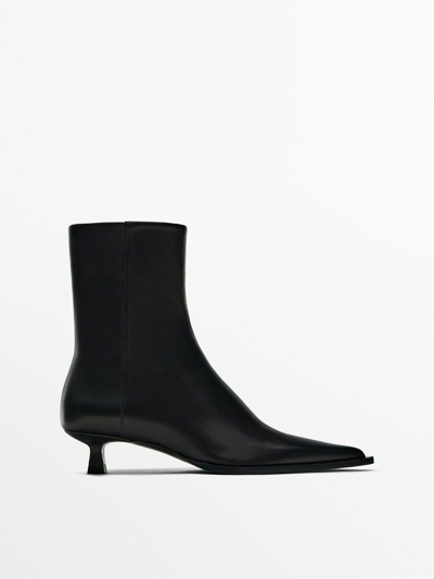 Shop Massimo Dutti Heeled Ankle Boots With Welt Detail In Black