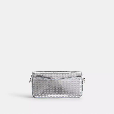 Shop Coach Studio Baguette Bag With Sequins In Grey