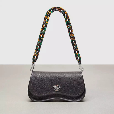 Shop Coach Short Chain Strap In Black/green Multi