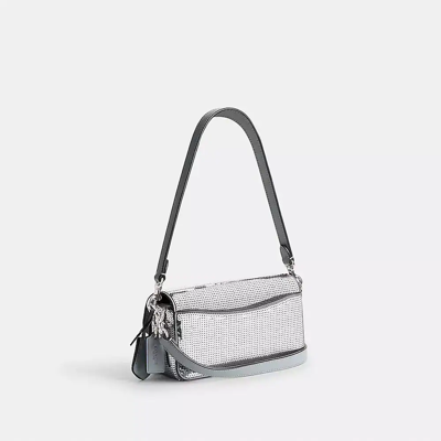 Shop Coach Studio Baguette Bag With Sequins In Grey