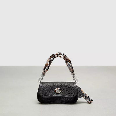 Shop Coach Mini Wavy Dinky Bag With Crossbody Strap In Topia Leather In Black