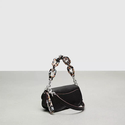 Shop Coach Mini Wavy Dinky Bag With Crossbody Strap In Topia Leather In Black
