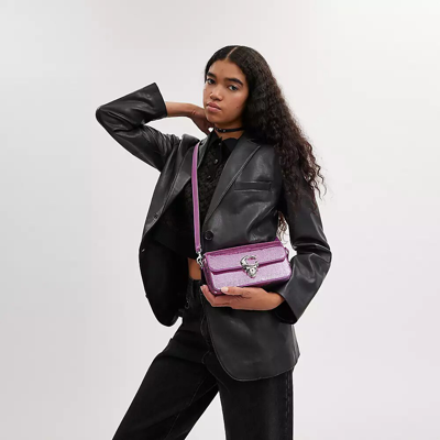 Shop Coach Studio Baguette Bag With Sequins In Pink