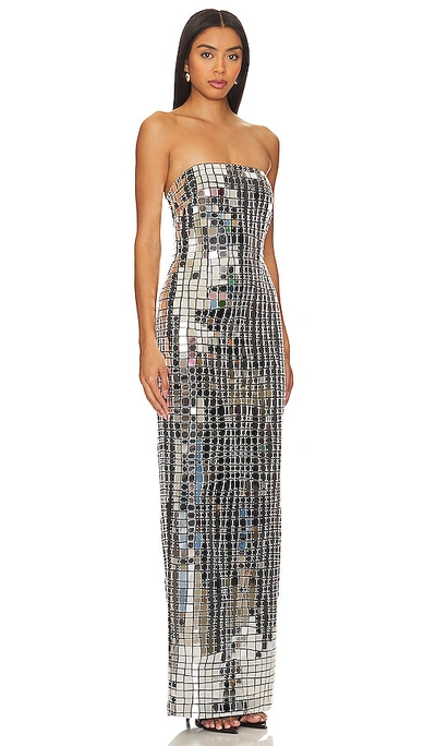 Shop Retroféte Imani Dress In Metallic Silver