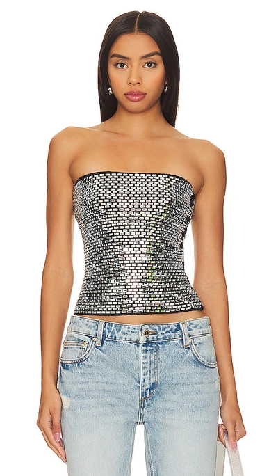 Shop Retroféte Valery Top In Metallic Silver