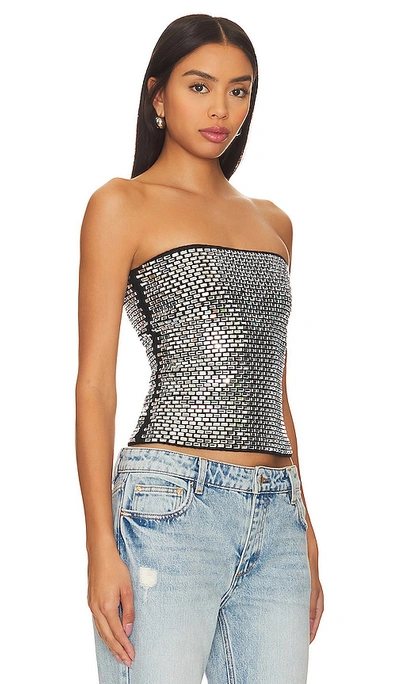 Retroféte Valery Top In Metallic Silver