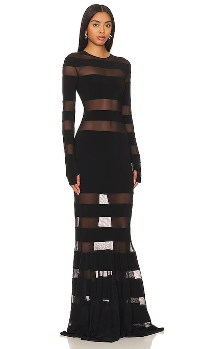 Norma Kamali Black Crewneck Dress With Fishtail Design In Black