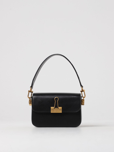 Off-white Off White Women Black Leather Small Plain Binder Handbag In Black