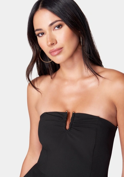 Bebe Strapless U Ring Peplum Top In Black