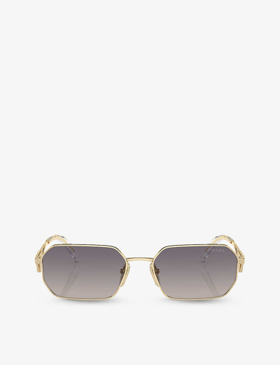 Shop Prada Women's Gold Pr A51s Irregular-frame Metal Sunglasses