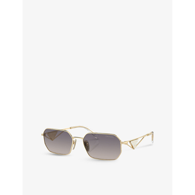 Shop Prada Women's Gold Pr A51s Irregular-frame Metal Sunglasses