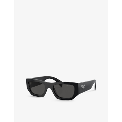 Prada Womens Black Pr A01s Pillow-shaped Acetate Sunglasses In Black