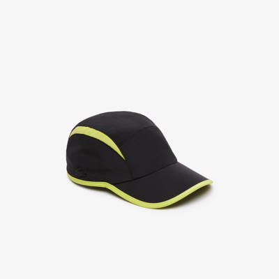 Shop Lacoste Unisex Jockey Cap With Contrast Cutouts - One Size In Black