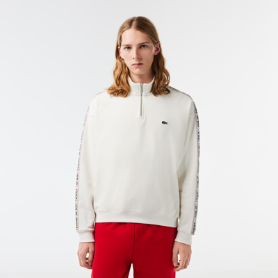 Shop Lacoste Men's Loose Fit Two-tone Logo Striped Sweatshirt - Xxl - 7 In White