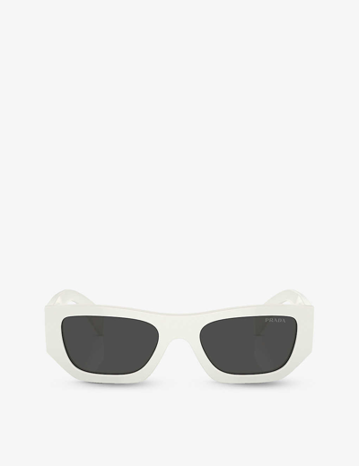 Shop Prada Women's White Pr A01s Pillow-shaped Acetate Sunglasses