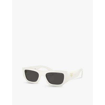 Shop Prada Women's White Pr A01s Pillow-shaped Acetate Sunglasses