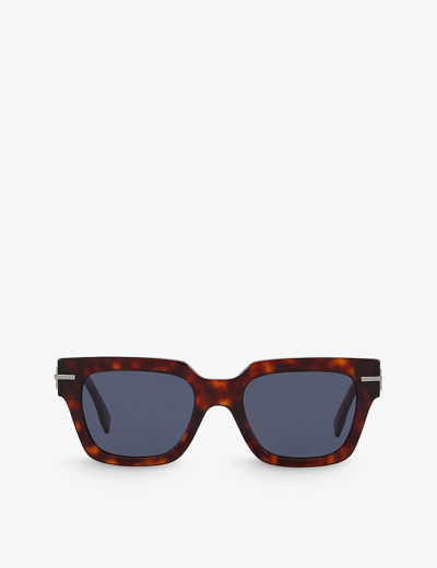 Shop Fendi Women's Brown Fe40078i Irregular-frame Tortoiseshell Acetate Sunglasses
