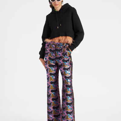 La Doublej La Comasca Patterned-jacquard Trousers In Spritz Blue Petrol