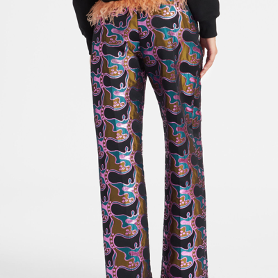 La Doublej La Comasca Patterned-jacquard Trousers In Spritz Blue Petrol