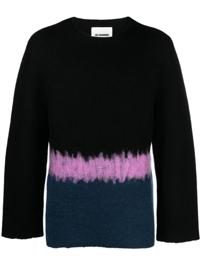 Shop Jil Sander Black Colourblock Sweater