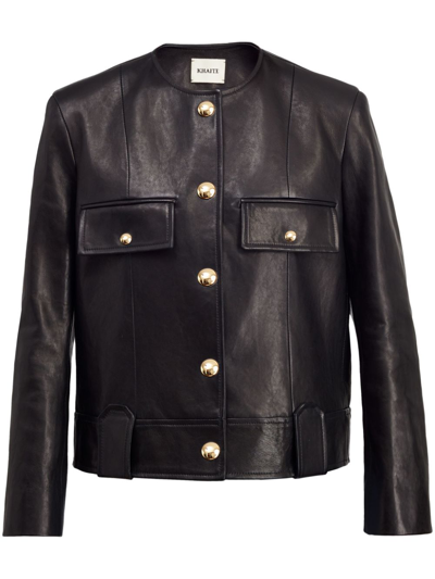 Shop Khaite Black The Laybin Leather Jacket