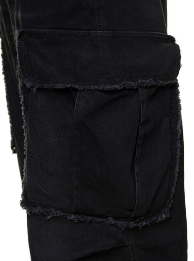 Shop Darkpark Vivi' Black Oversized Cargo Jeans With Patch Pockets In Cotton Denim