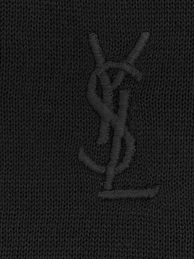 Shop Saint Laurent Silk Tank Top With Monogram Detail In Black