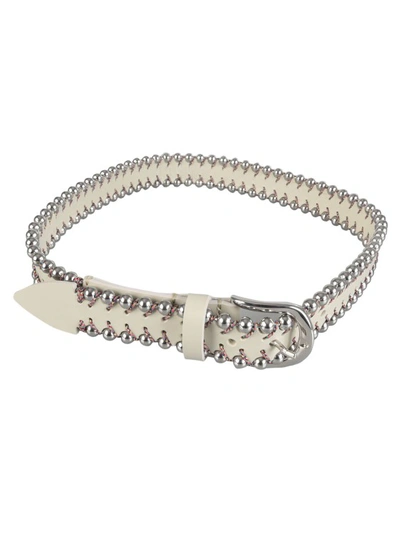 Shop Isabel Marant Bead-embellished Buckle-fastening Belt In White
